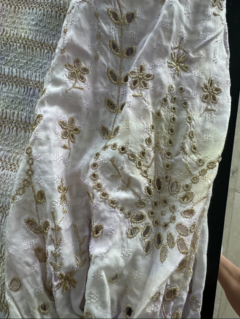 LoveShackFancy Pastel Knit Mini Dress with Gold Floral Embroidery - Picture 5 of 6